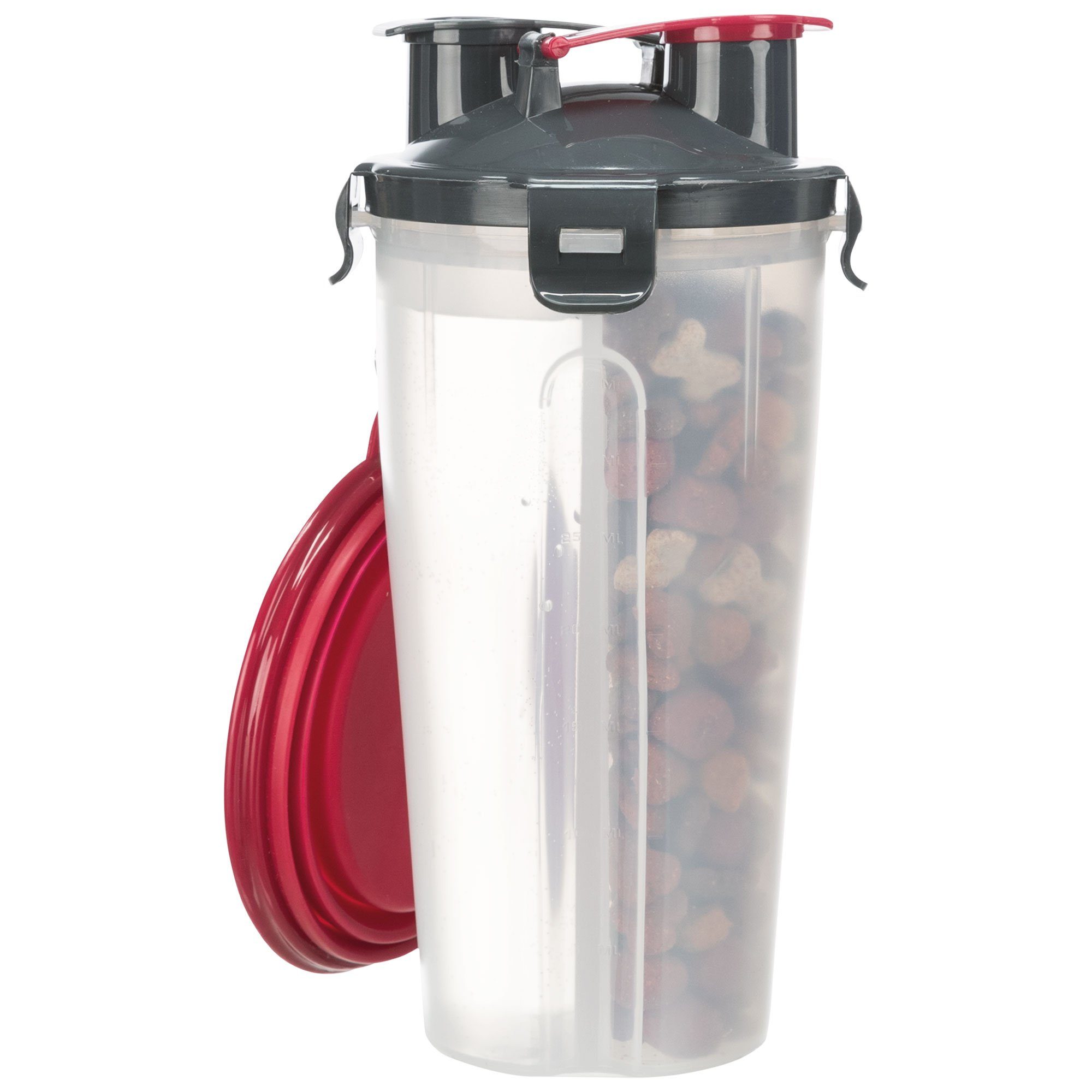 TRIXIE Reisenapf Futter Wasserbehälter Kombi incl. Silikon Faltnapf, Silikon, Maße: 2 × 0,35 l / ø 11 × 23 cm