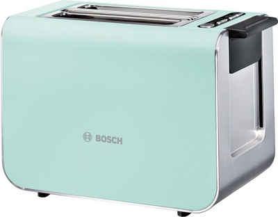 BOSCH Toaster Styline TAT8612, 2 kurze Schlitze, für 2 Scheiben, 860 W, mint turquoise-black grey