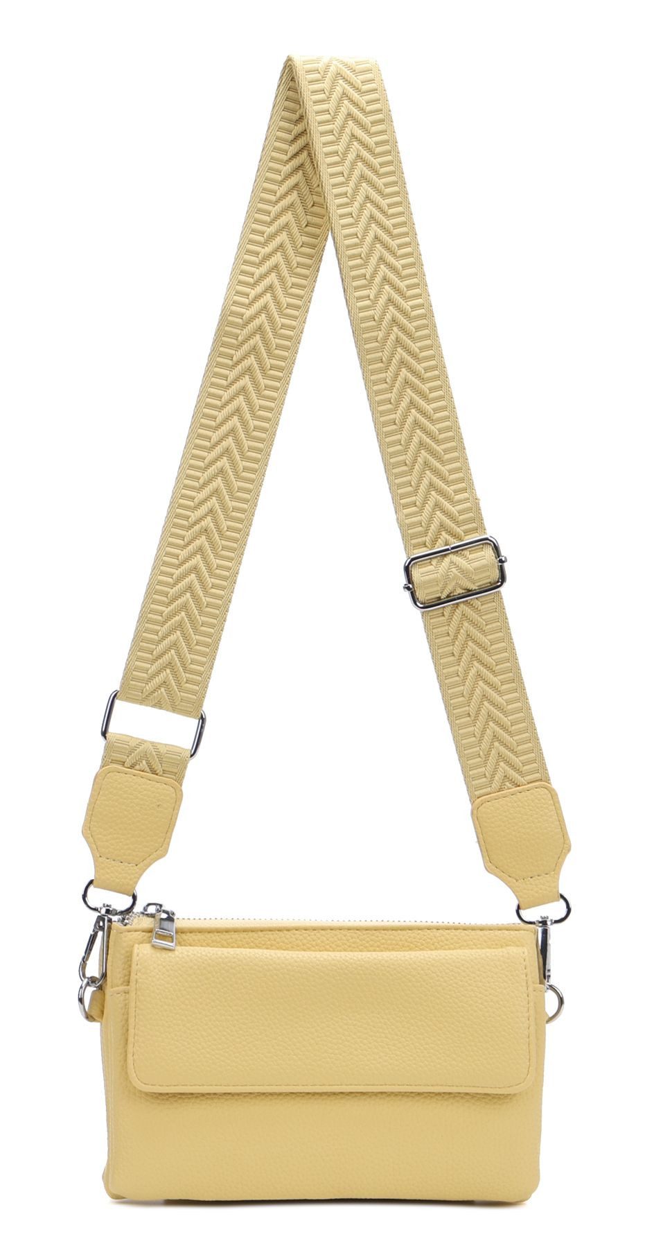 ITALYSHOP24 Geldbörse Damen Umhängetasche CrossBody Brieftasche Geldbörse Handytasche Reise (Tasche mit einem breitem Muster Stoffgurt/Umhängeband), Bodybag Cross Bag Schmucktasche Brieftasche Clutch Abendtasche