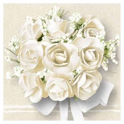 Ambiente Luxury Paper Products Papierserviette »Lunch Servietten White Roses zur Hochzeit 33x33cm, 20 St.«