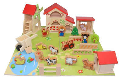 Coemo Spielcenter, (25-tlg), Farm aus Holz Bauernhof Stall Tiere Puzzle