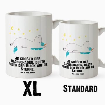 Mr. & Mrs. Panda Tasse Einhorn Sternenhimmel - Weiß - Geschenk, Grosse Kaffeetasse, Unicorn, XL Tasse Keramik, Einzigartiges Design