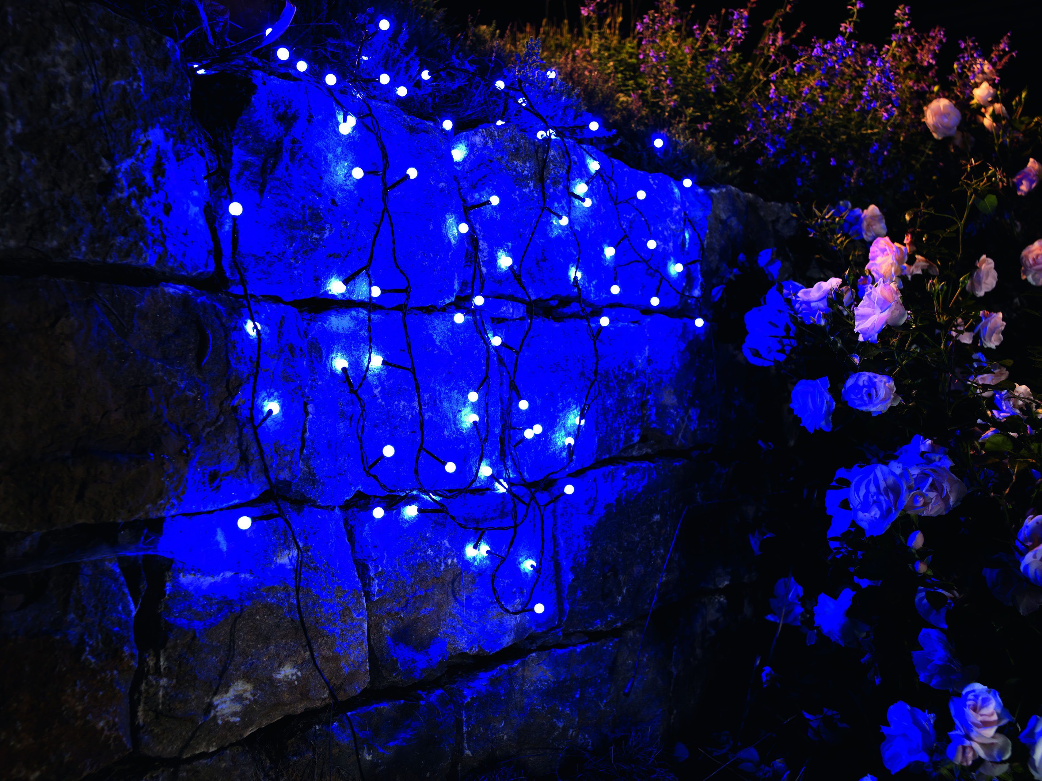80 Weihnachtsdeko runde aussen, LED KONSTSMIDE Dioden blaue 80-flammig, Globelichterkette, Dioden, LED-Lichterkette