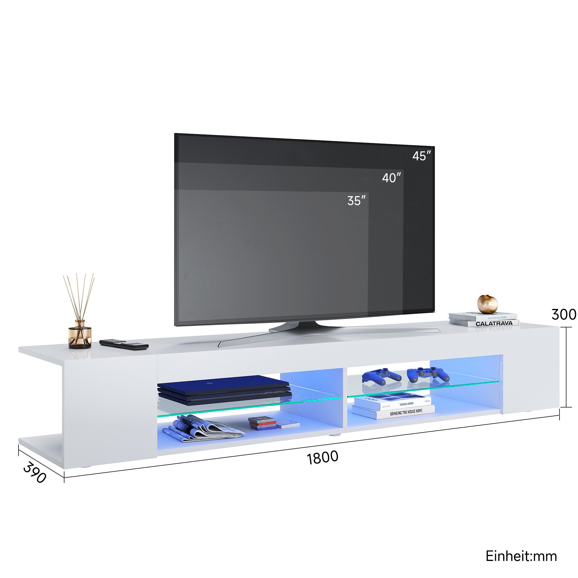SONNI Lowboard TV Schrank schwarz/weiß, Lange günstig online kaufen