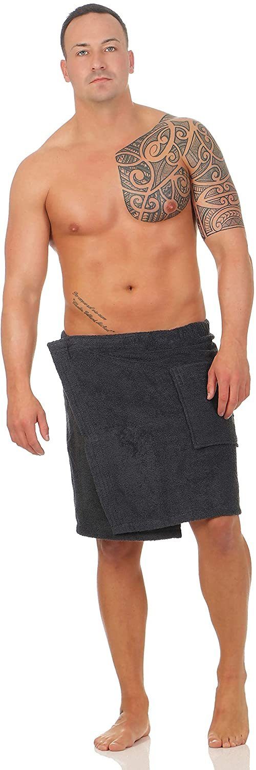 CLASS HOME COLLECTION Saunatuch Herren Frottee Saunakilt Saunatuch Klettverschluss Sarong 50 x 136 cm, 100% Baumwolle (1-St), mit Klettverschluss