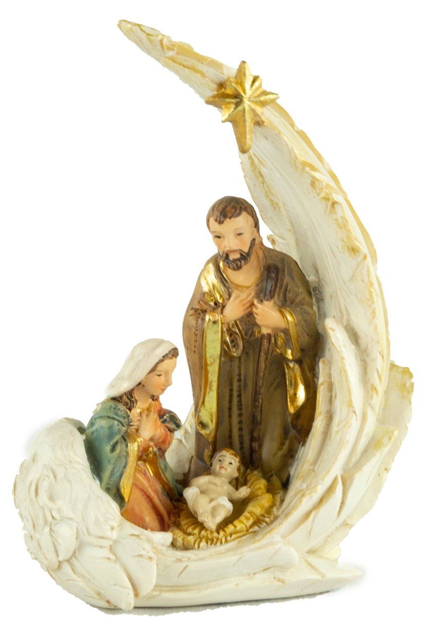 Krippenfiguren K Krippenfigur ca. 2-tlg), Krippenfiguren Heilige im cm, 064-13 Flügel (2 12,5 Krippenursel St., 2er Set handbemalte Familie