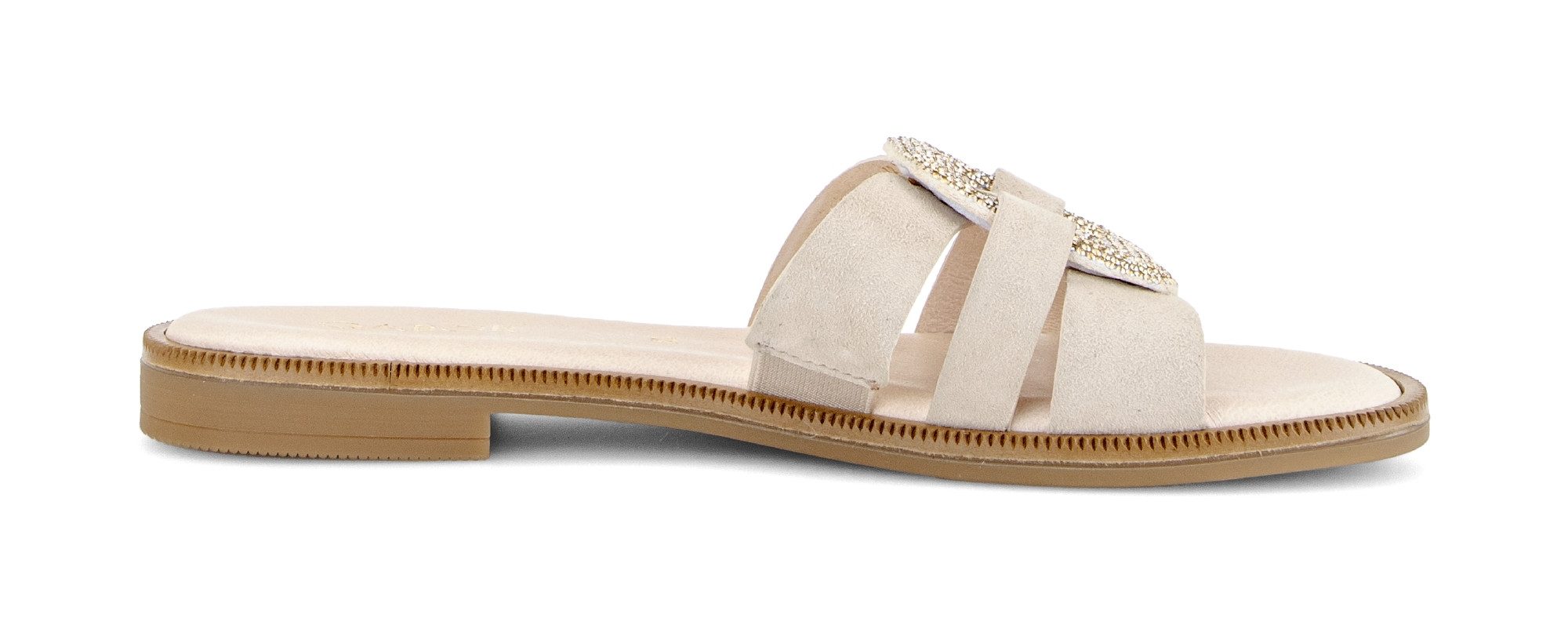 Gabor Pantolette Blockabsatz, Sommerschuh, Schlupfschuh, Zierspange mit Schmucksteinen