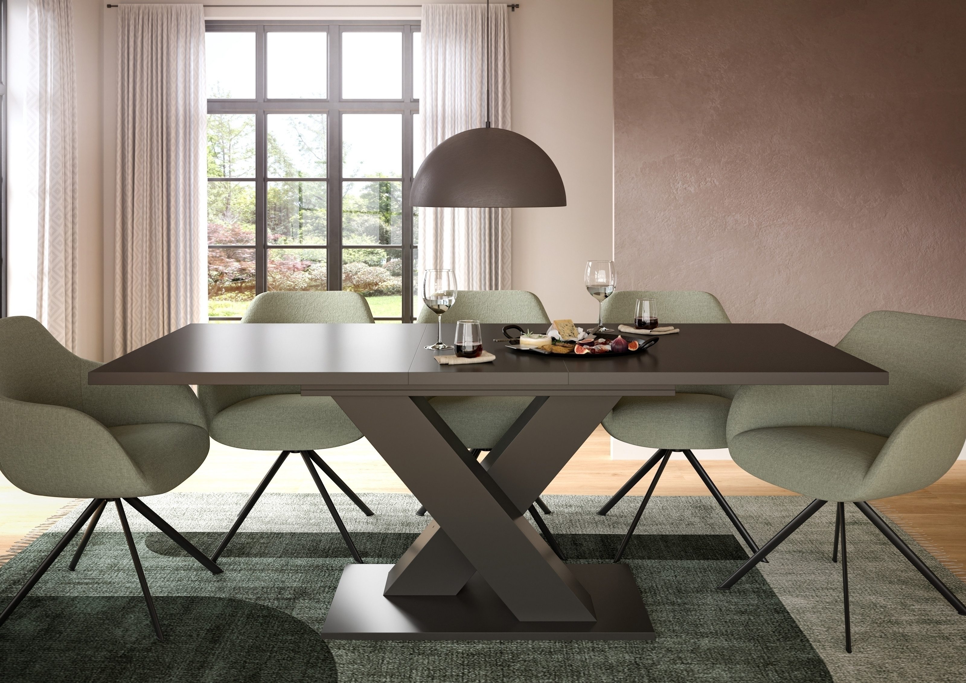 xonox.home Kulissentisch ausziehbar bis 190cm, Grau - 150/190x76x90cm (BxHxT)