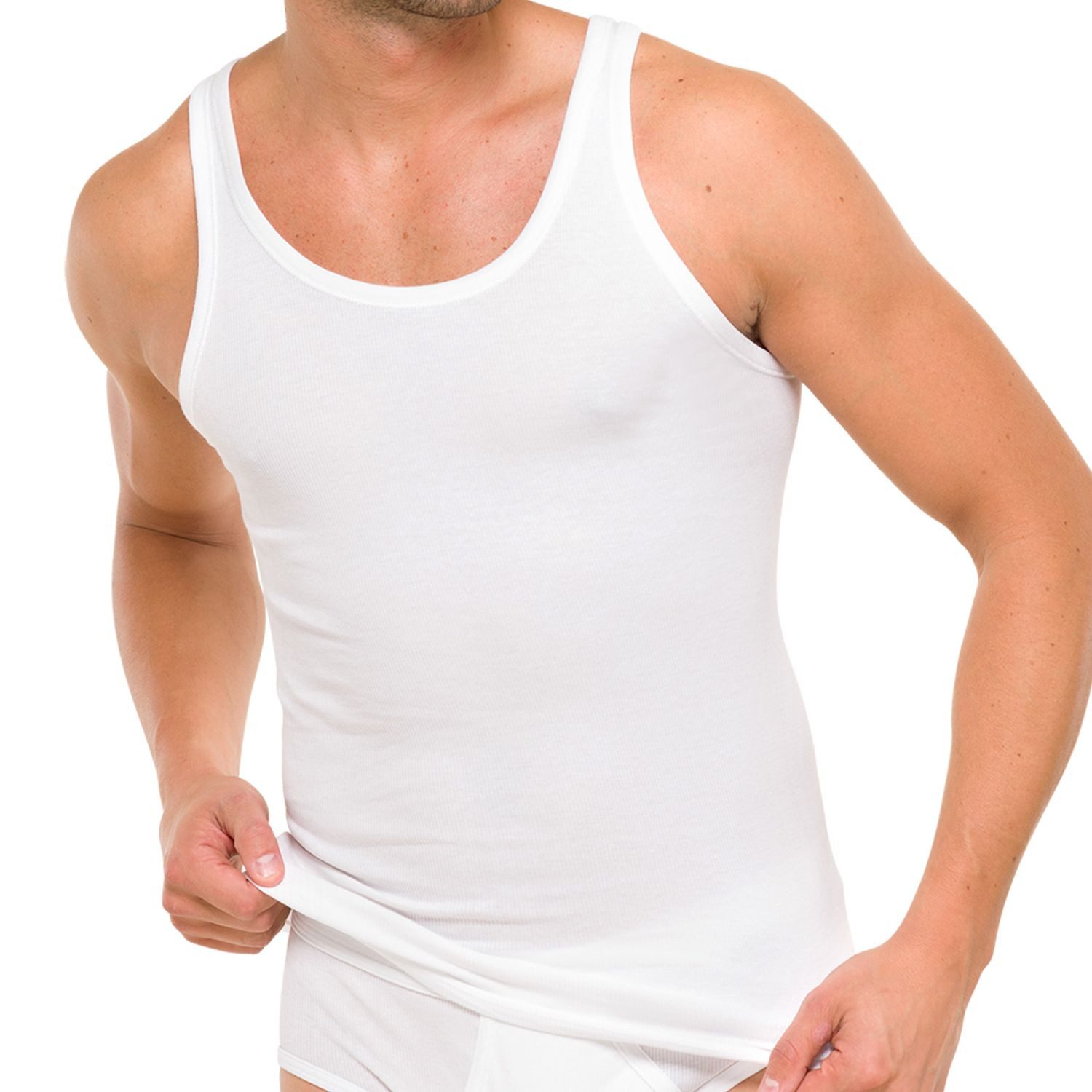 Schiesser Unterhemd (Mehrpack) Doppelripp, Cotton Essentials im 4er Pack