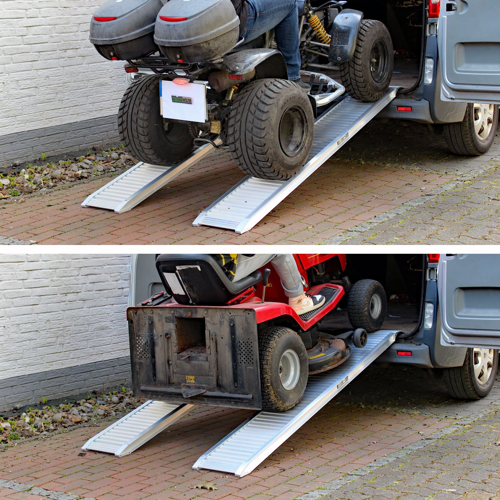 TRUTZHOLM Auffahrrampe Schwerlastrampe 200cm Traglast 2t Alu grau Verlade Rampe Verladerampen (2-St., 2er Set)