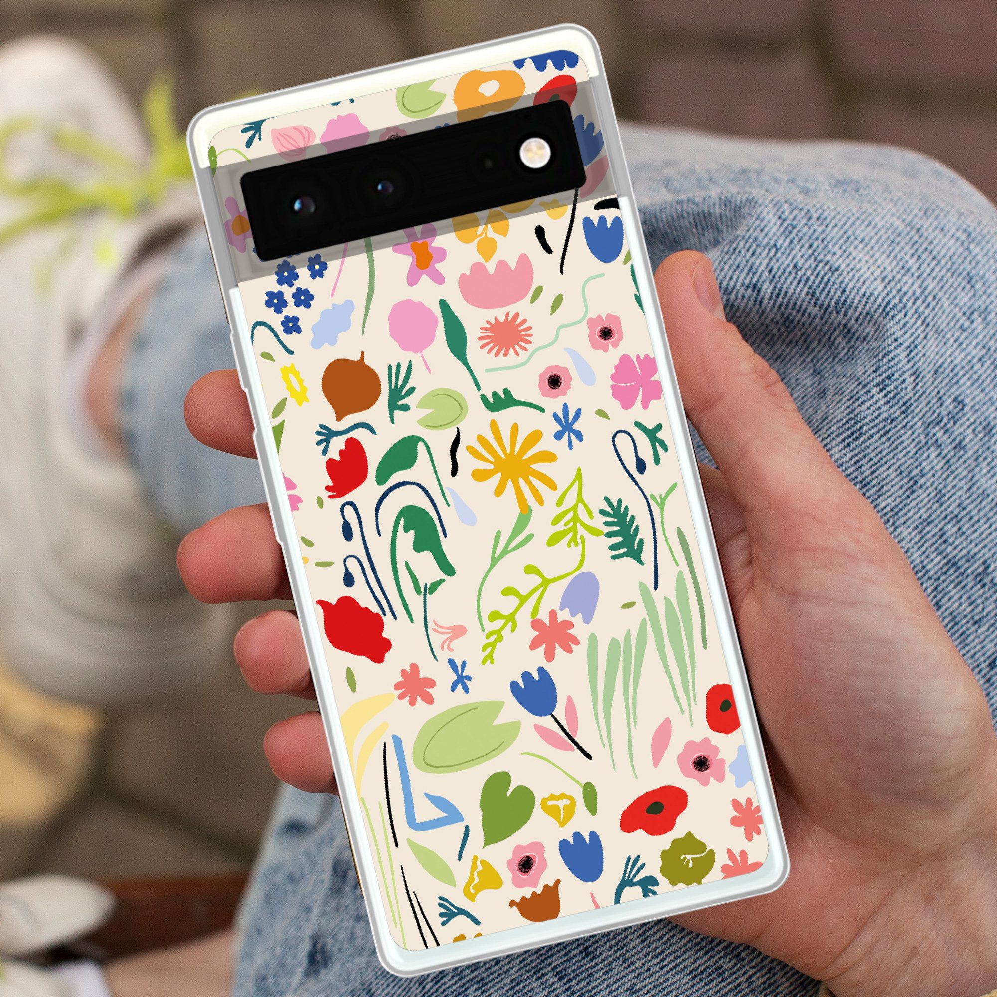 MuchoWow Handyhülle für Google Pixel 6 Blumen - Muster - Pflanzen, Handy Case, Silikon, Bumper Case Dünn