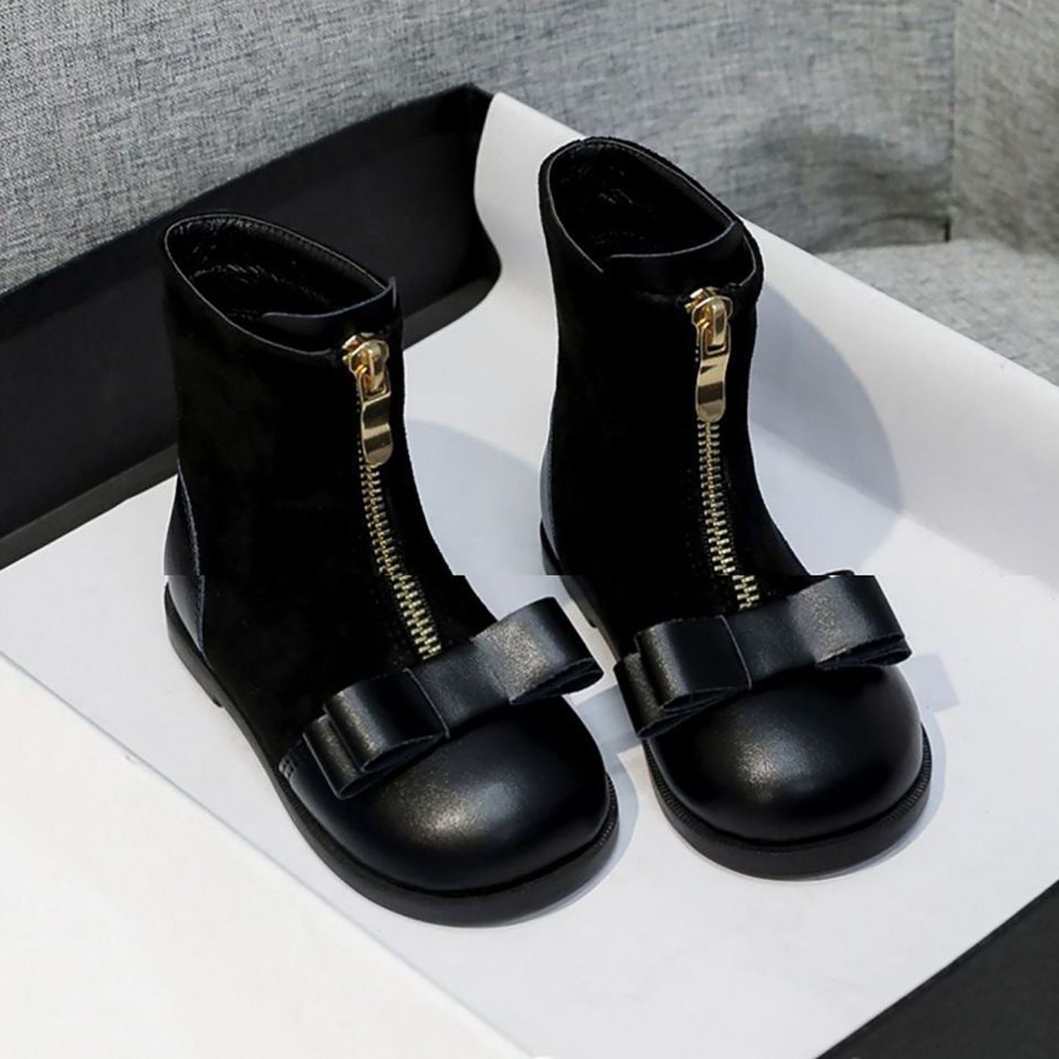 Schuhe Daisred Boots Schwarz Chelseaboots Fashion Winterstiefel Stiefelette (ohne Fleece) Mädchen