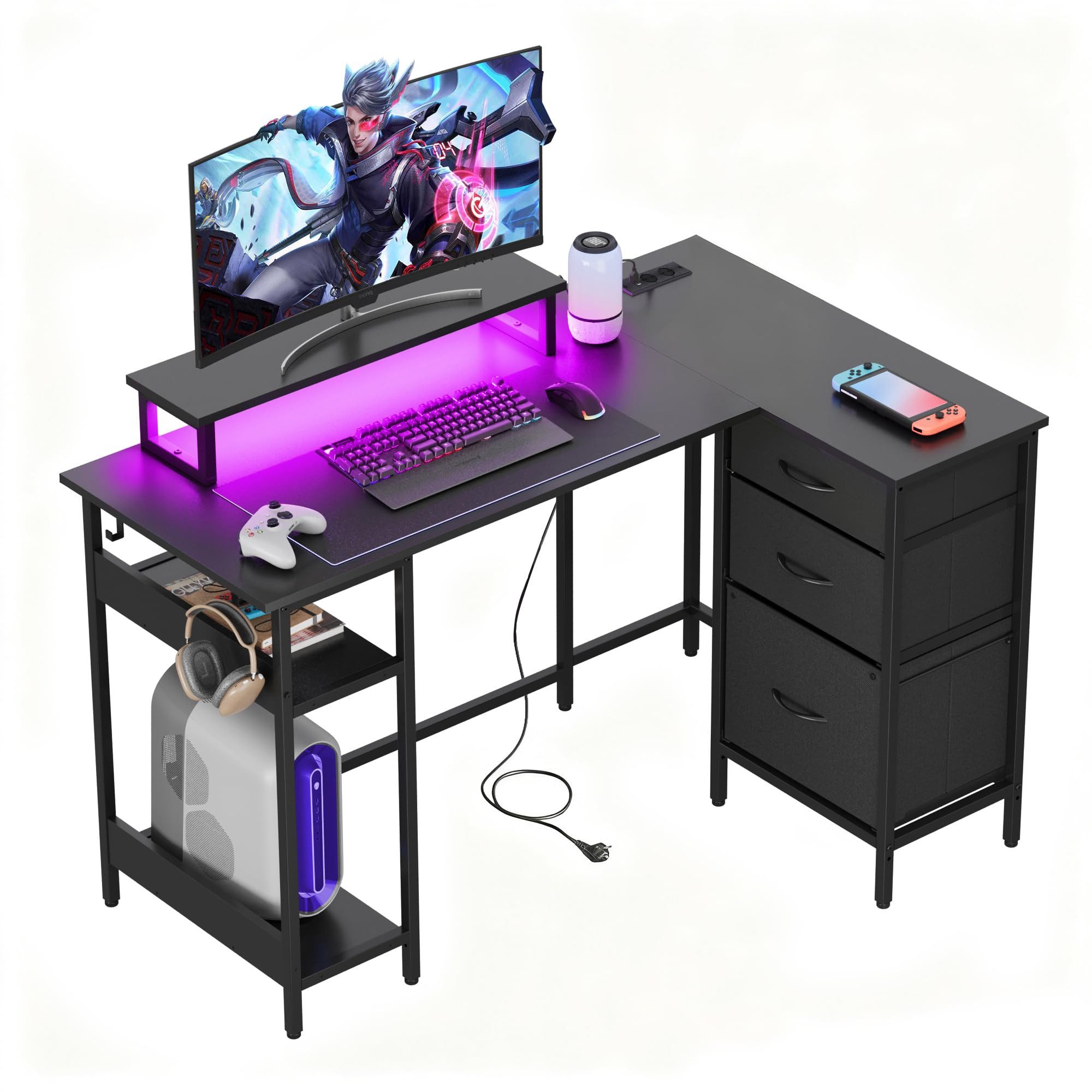 Computertisch Gamingtisch 111/120/140 x 80 cm Computertisch, L-förmiger Schreibtisch