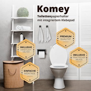 Komey Toilettenpapierhalter (1-St), Toilettenpapierhalter Premium Klopapierhalter ohne Bohren mit Ablage