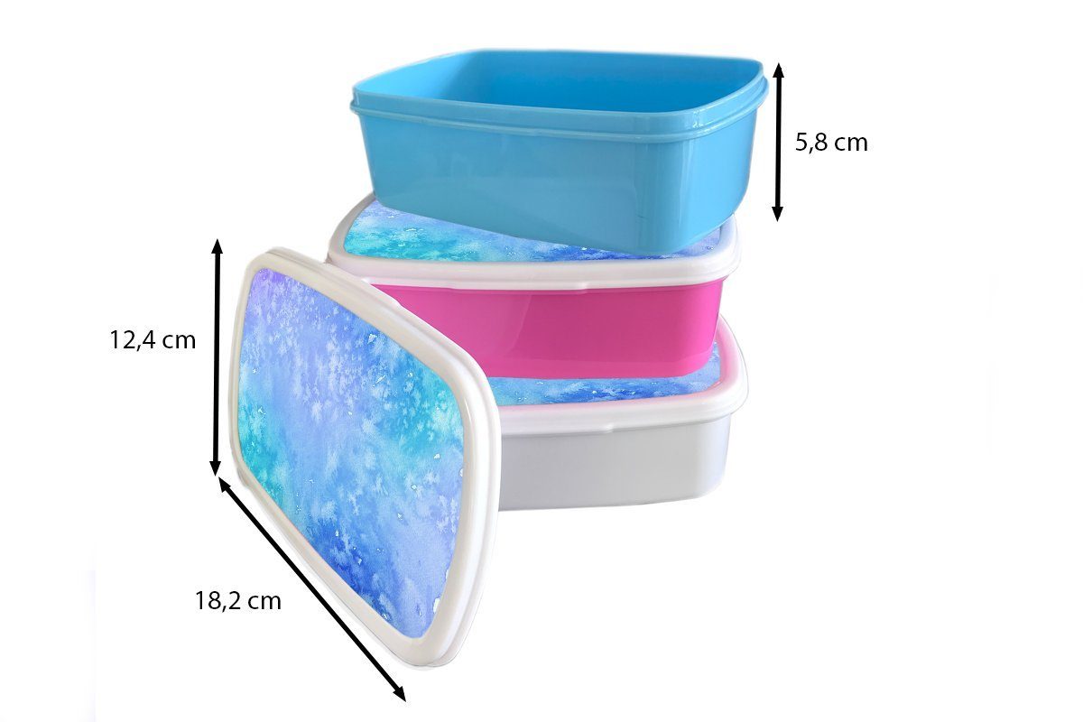 MuchoWow Lunchbox Aquarell - Blau Snackbox, Brotdose - rosa Kunststoff Kinder, Brotbox Kunststoff, Lila Mädchen, - für Hellblau, Erwachsene, (2-tlg)