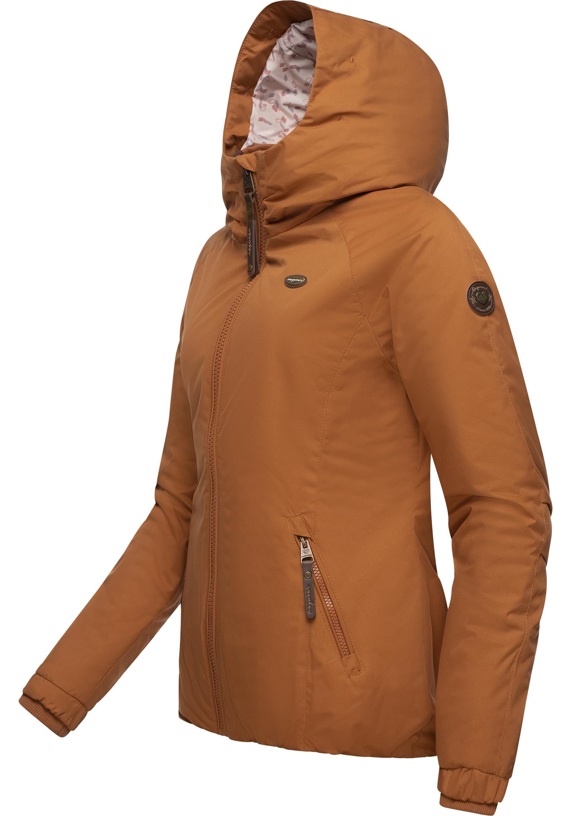 Ragwear Winterjacke Dizzie Winter Kapuze zimt Winter wasserdichte den für mit Outdoorjacke