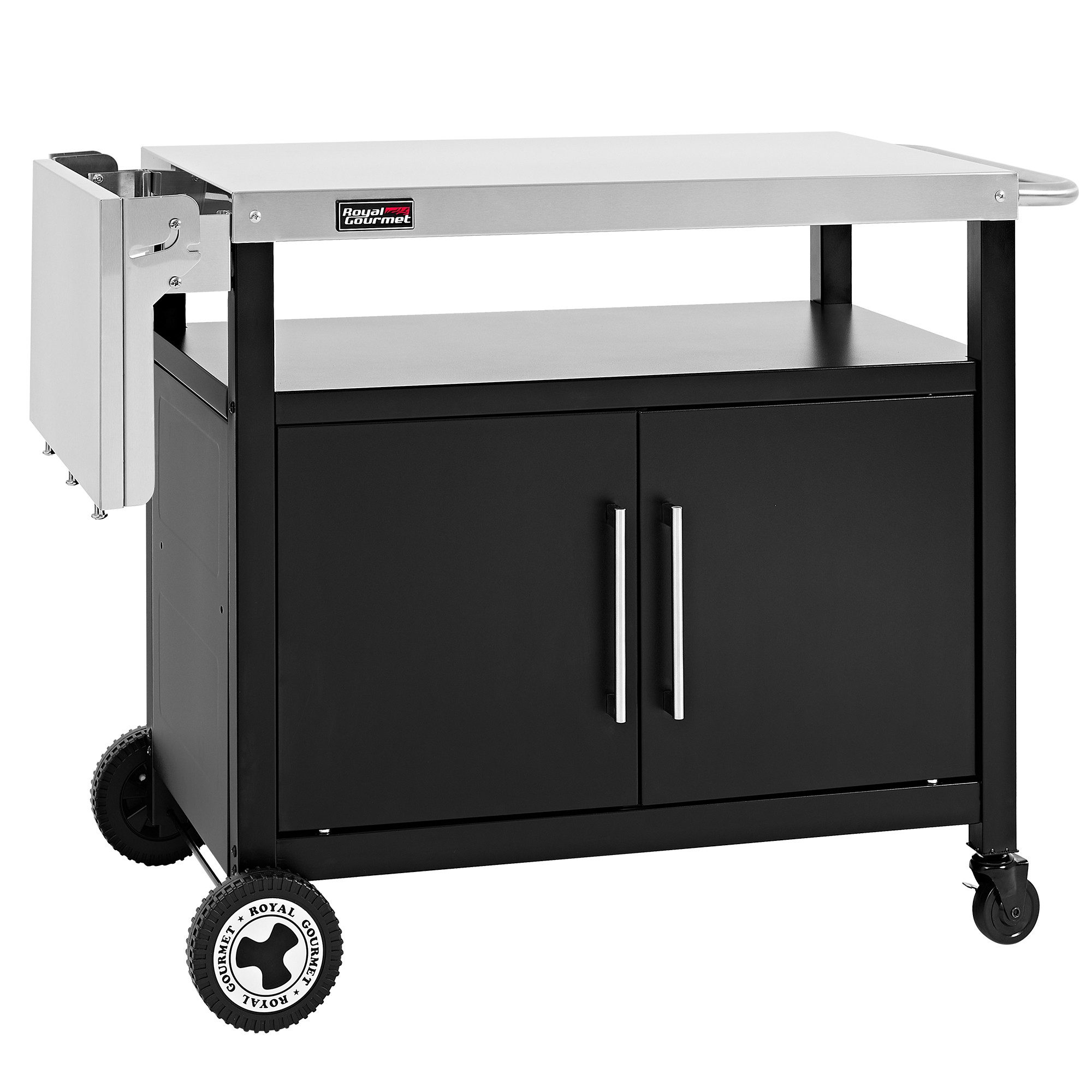 Royal Gourmet Grillablagetisch /Grillwagen Kücheninsel mit Unterschrank (1-St), Sicher und geschützt, großer Stauraum