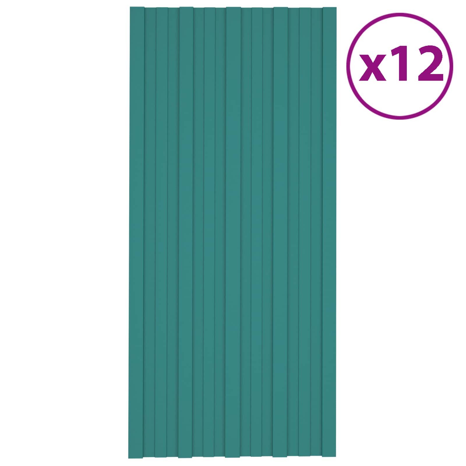 vidaXL Terrassendach Dachpaneel 12 stk. Grün 100 x 45 cm Verzinkter Stahl, (12-St)