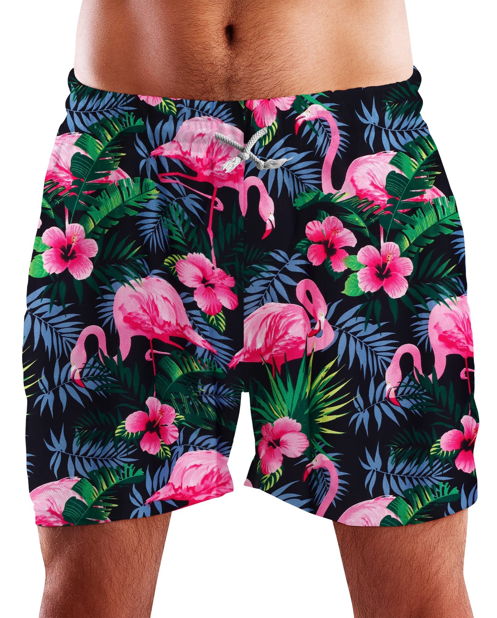 King Kameha Badeshorts Flamingo Flowers Funky Hawaii Bade-Shorts Mesh-Einsa günstig online kaufen