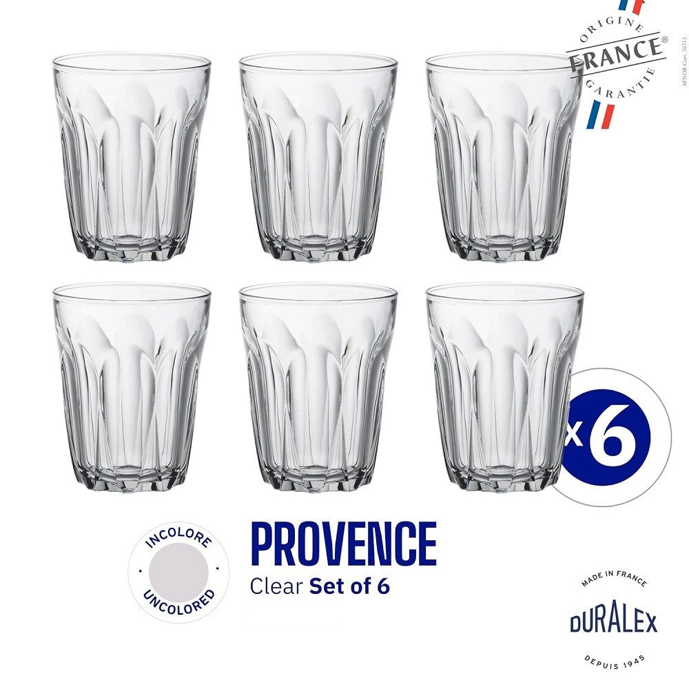 Bormioli Rocco Glas Duralex Provence Becher 160 ml 6er Set, Glas