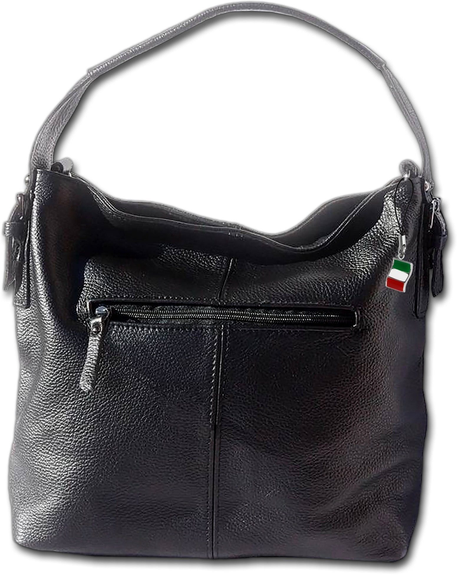 FLORENCE Shopper Florence ital. Schultertasche Echtleder (Shopper, Shopper), Damen Tasche Echtleder schwarz, Made-In Italy