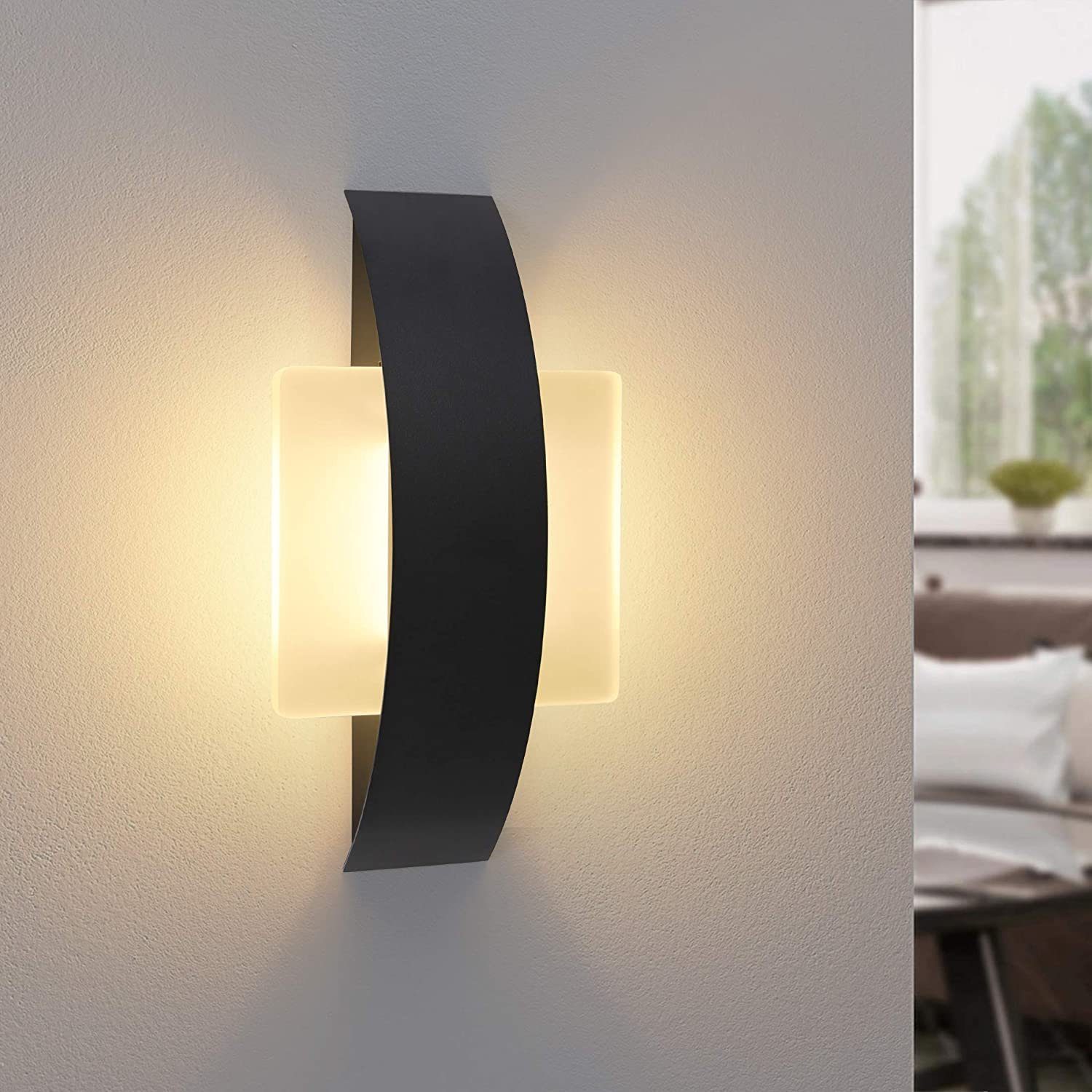 LED ZMH Innen wechselbar Wohnzimmer Bettlampe, Wandlampe 6W Modern Acryl LED Wandleuchte aus