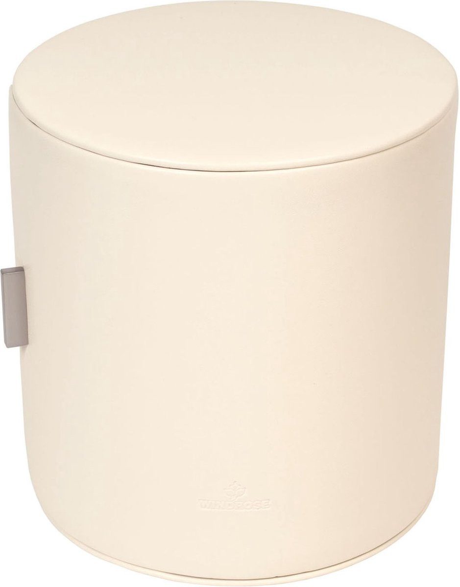 WINDROSE Beautycase Merino Moda Round Schmuckkästchen Creme, mit Deckel und 4 Organisationstaschen