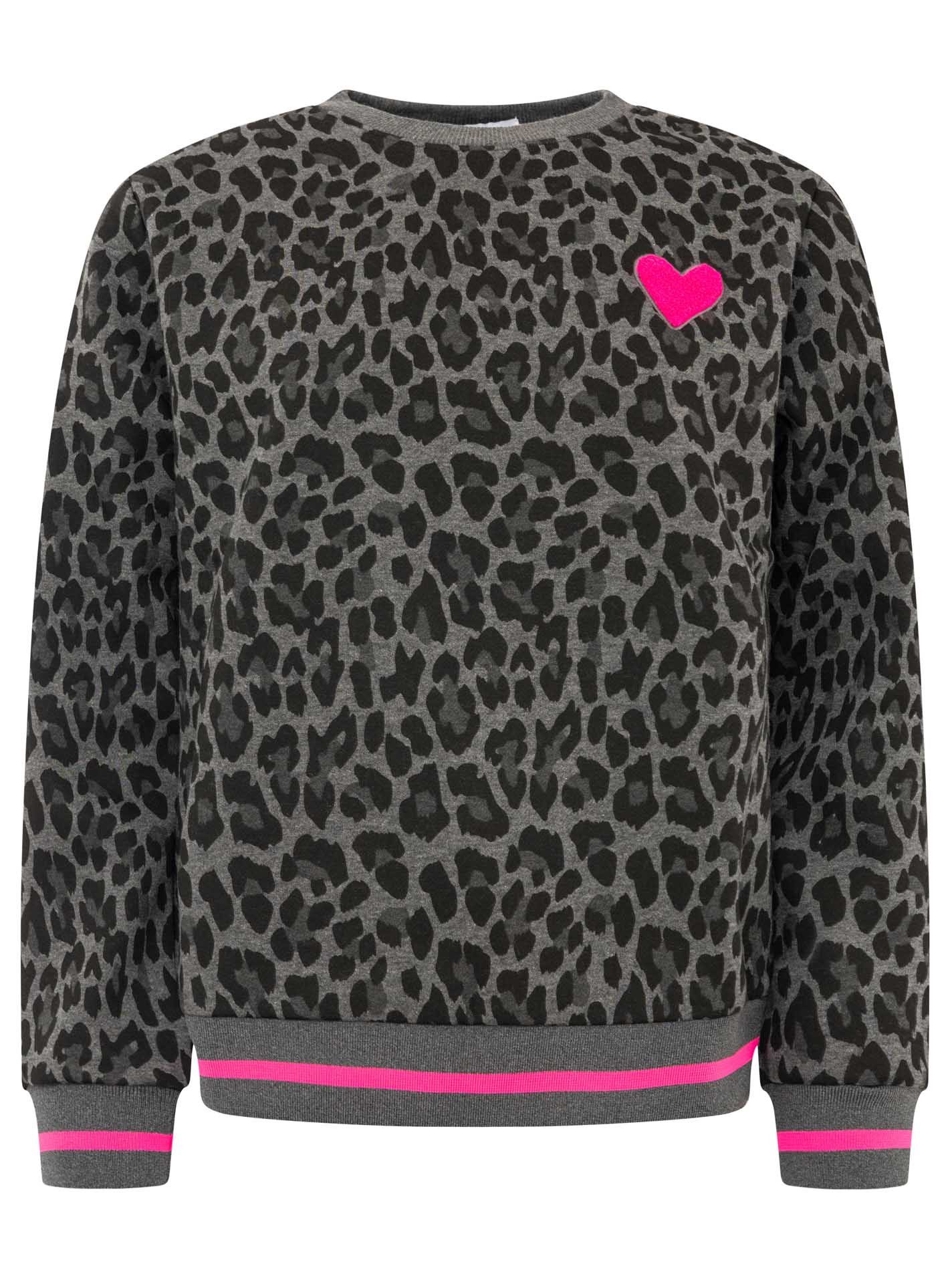 Zwillingsherz Sweatshirt "Leo Love" Mini Me, Rundhals, elastische Bündchen, Leo-Allover, Herzpatch