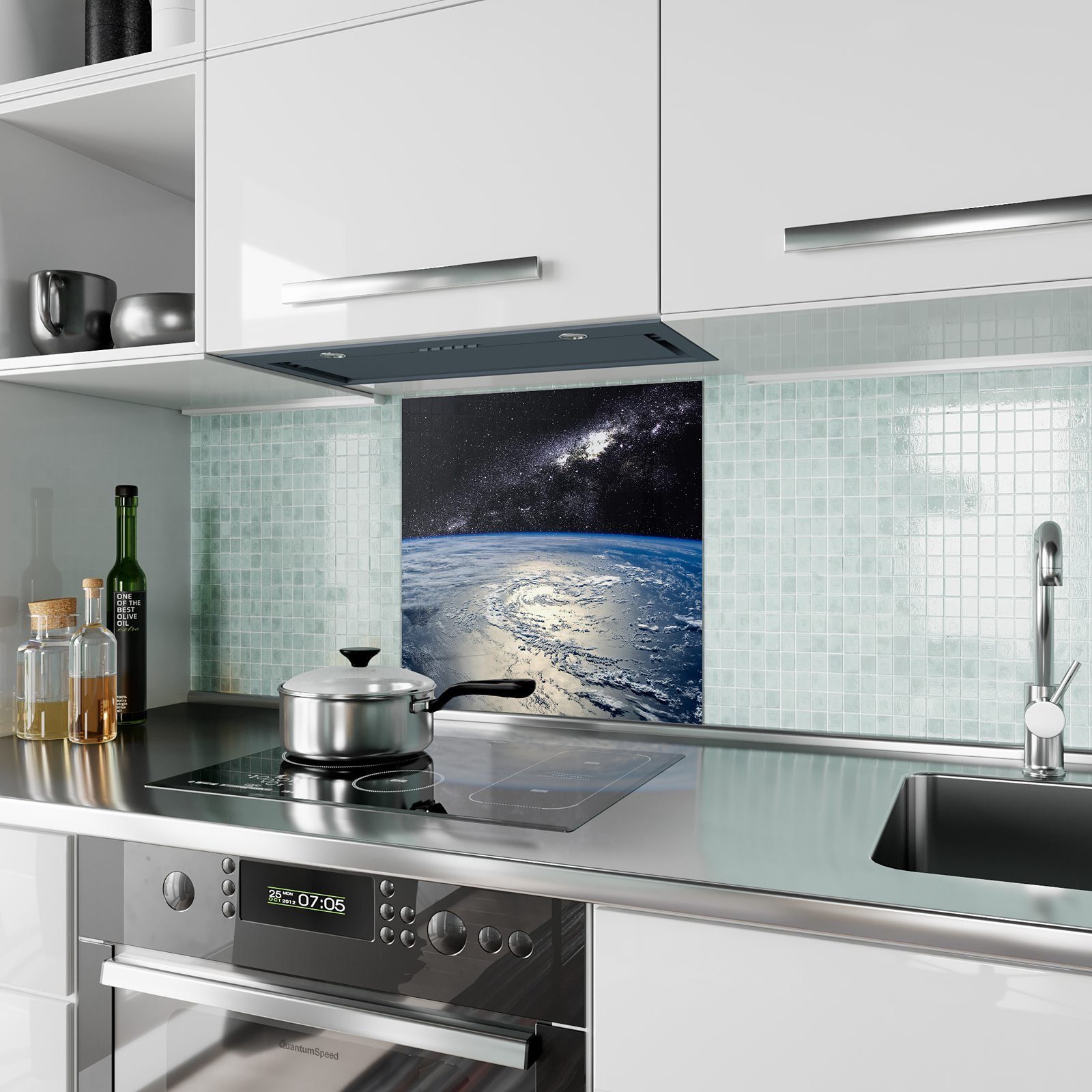 Glas Küchenrückwand bei Primedeco Motiv mit Küchenrückwand Erde Tag Spritzschutz
