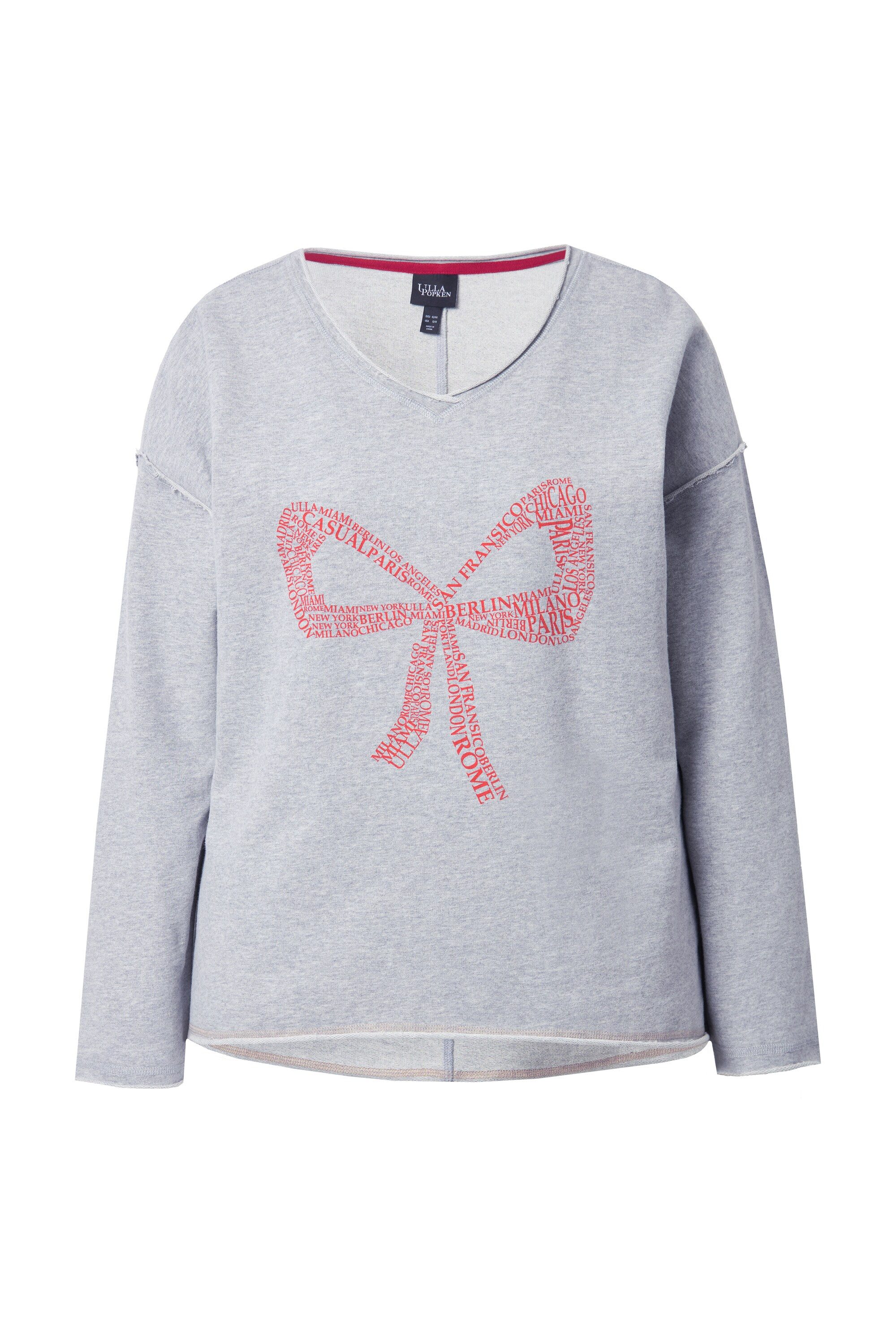 Ulla Popken Sweatshirt Sweatshirt Schleife Oversized V-Ausschnitt Langarm günstig online kaufen
