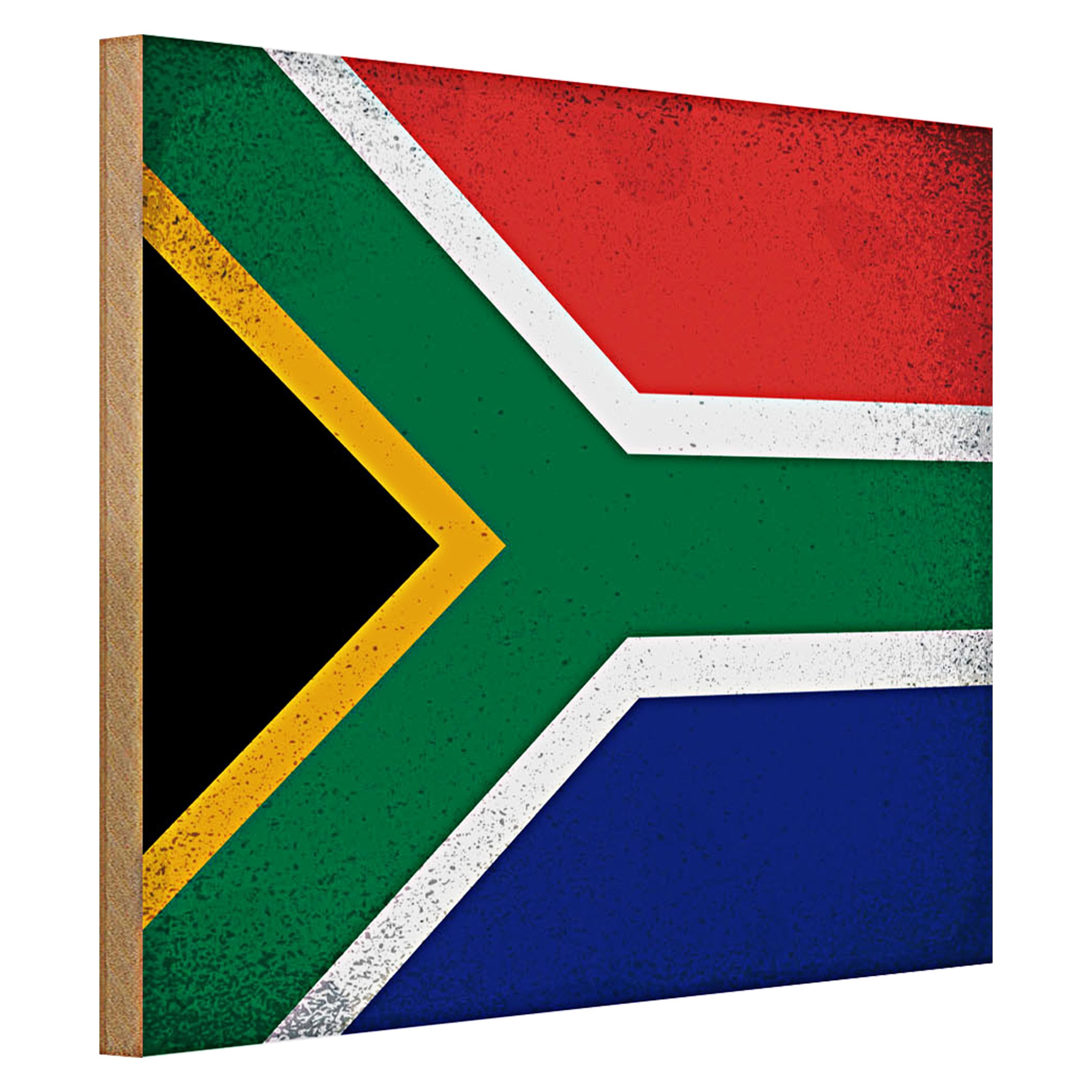 Roomando Holzbild Flagge Südafrika 40x30cm South Africa Vintage