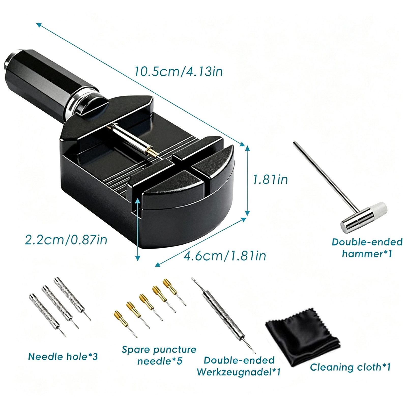 BOOD Reparatur-Set 52-teiliges Uhrenwerkzeug-Set zur Armbandkürzung, Packung, 52-St., Keine Montage erforderlich, Uhrenwerkzeug‑Set, für Metalluhrenbänder, mit  – Bild 4 von 5