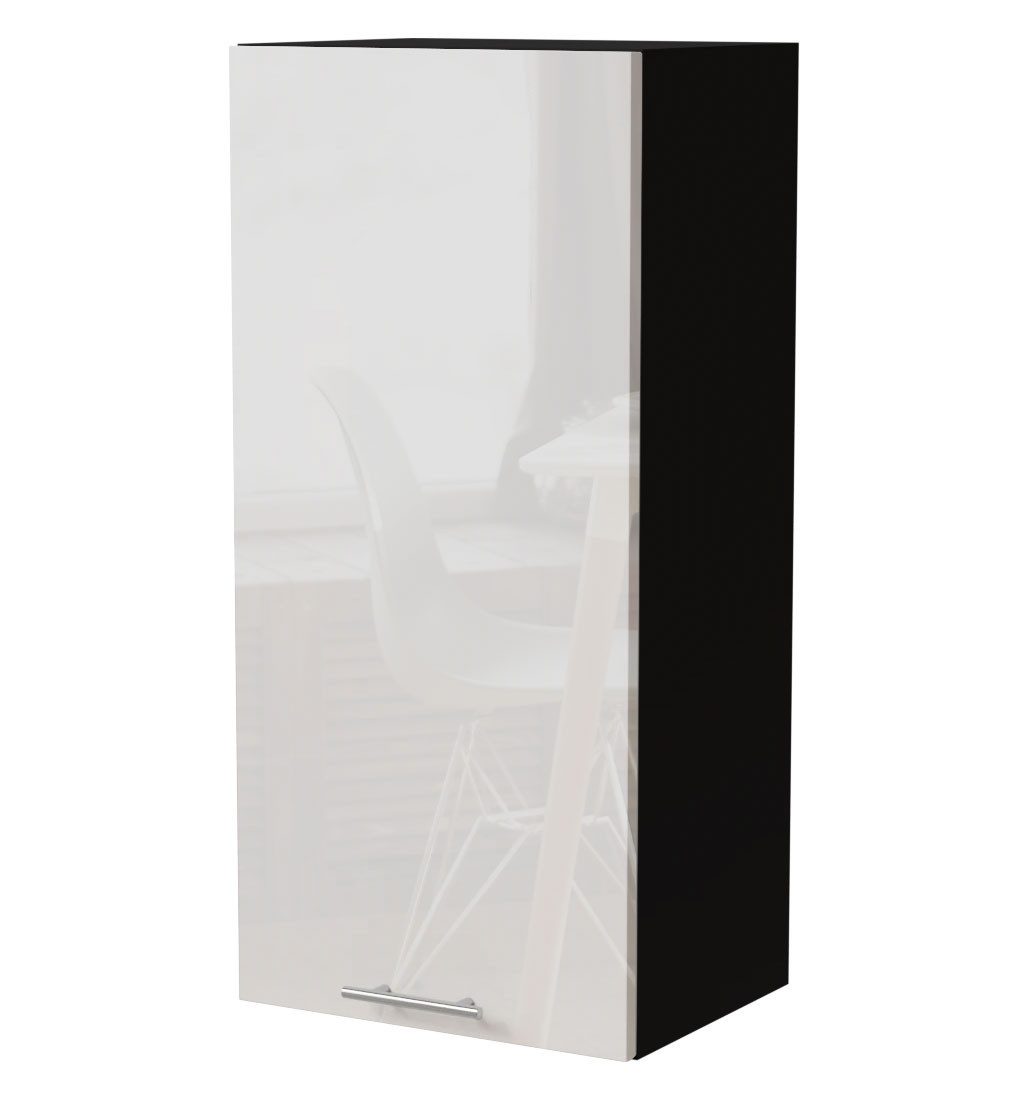 Feldmann-Wohnen Klapphängeschrank Essen (W4/45, 1-türig, 3 Einlegeböden, 1-St., Küchenhängeschrank) 45x32,5x96cm schwarz - weiß Hochglanz (ES-W4/45)