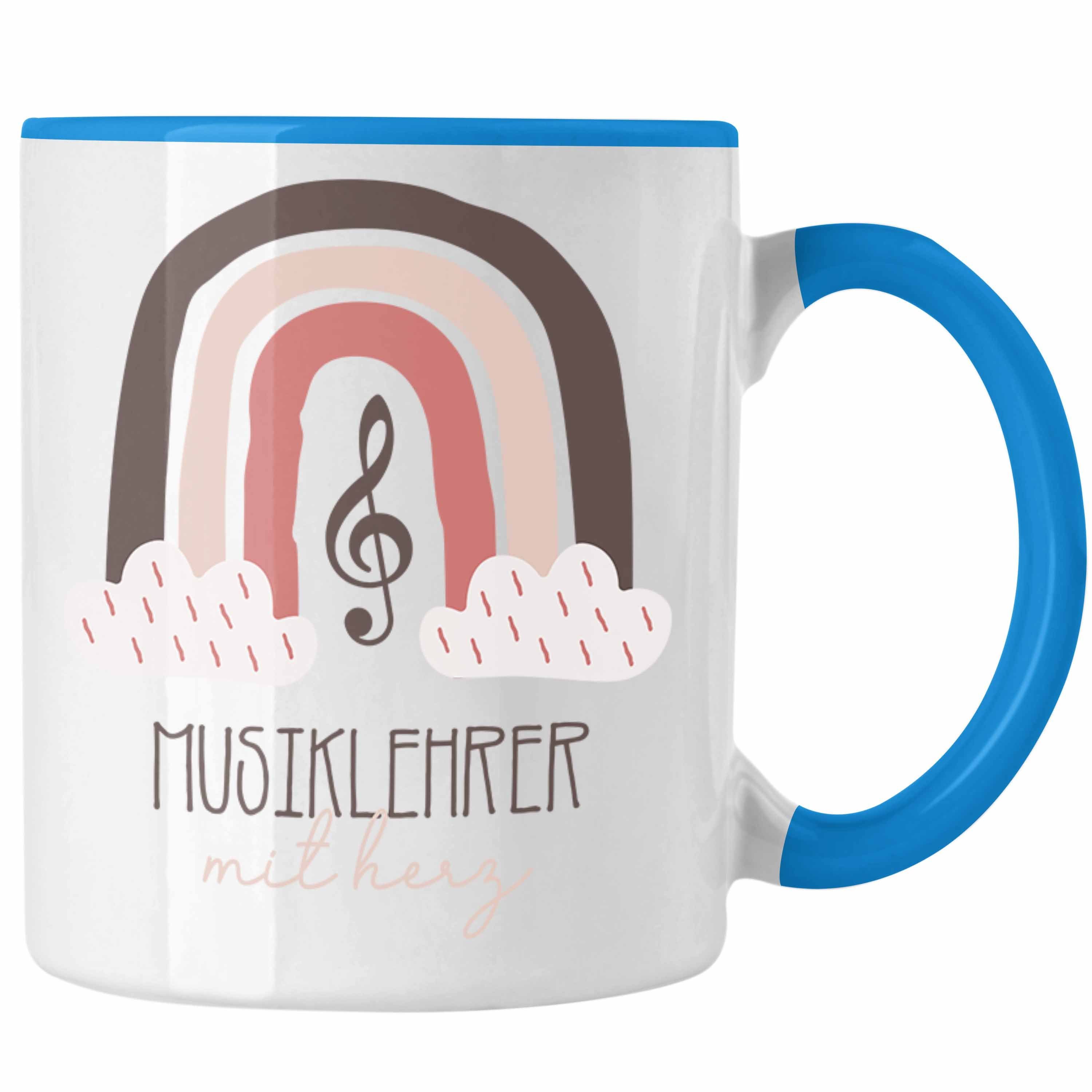 Trendation Tasse Musiklehrer Geschenk Blau Danke den Geschenkidee Kaffeetassse Tasse be für