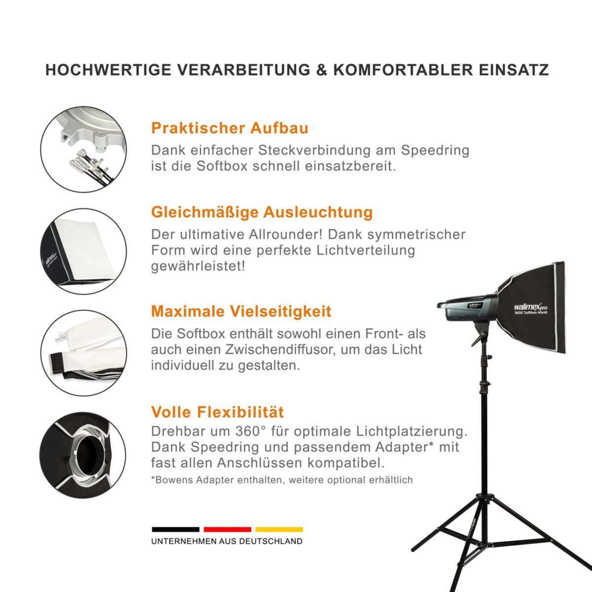walimex pro Softbox Basic 40x40 Blitzgerät