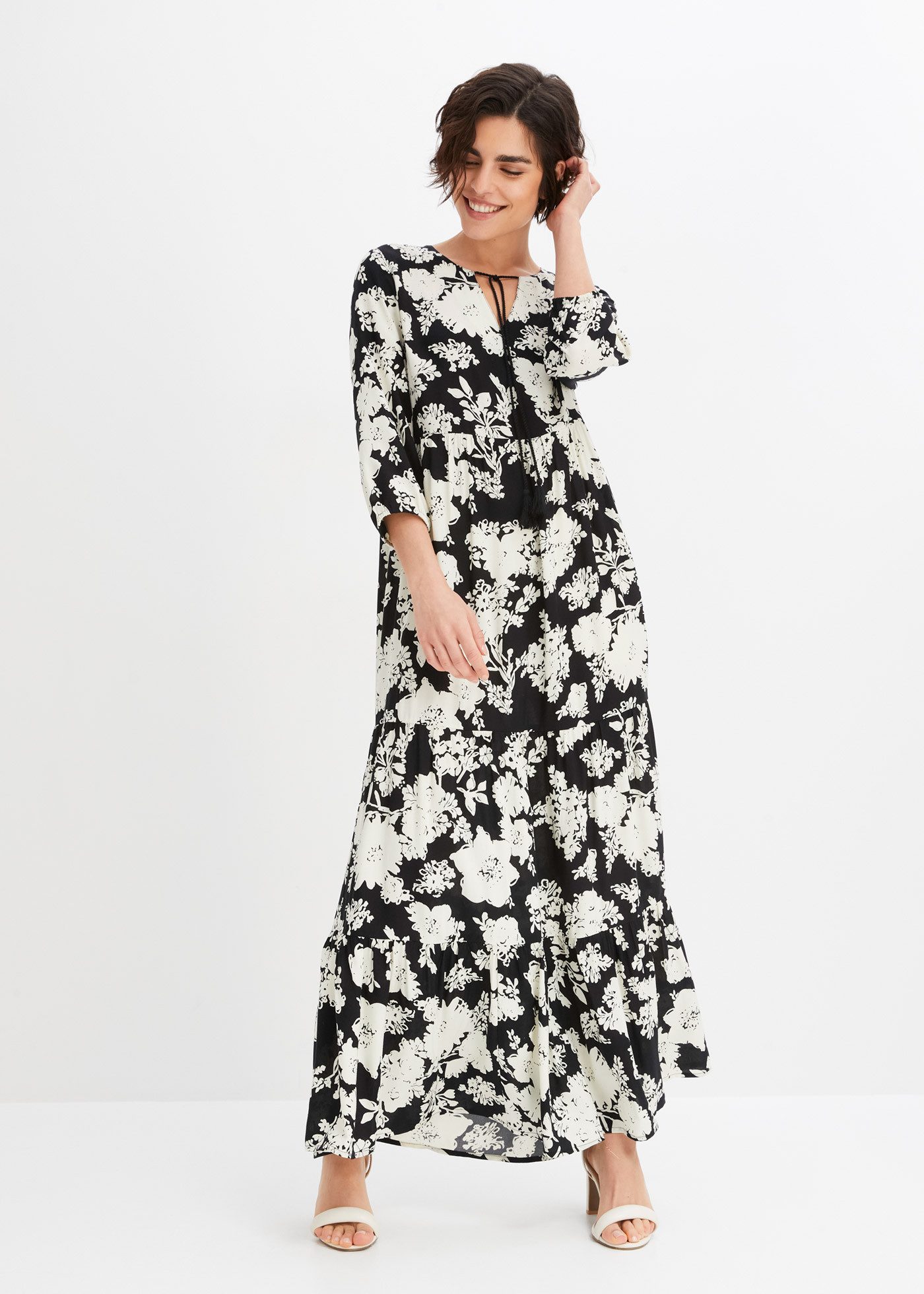 bonprix Maxikleid für Frühling und Sommer, aus Viskose, ausgestellte Passform