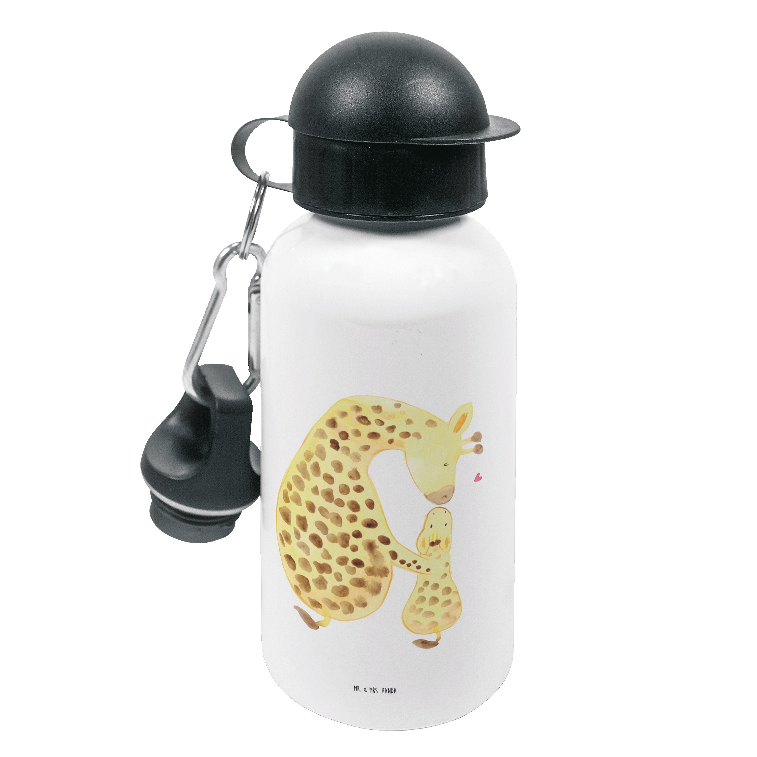 Mr. & Mrs. Panda Trinkflasche Giraffe mit Kind - Weiß - Geschenk, Trinkflasche, Kindergarten Flasch
