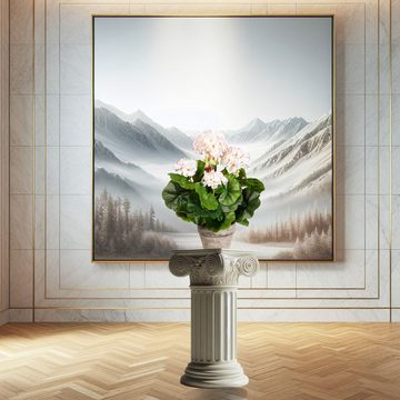 Kunstblume Kunstpflanze Geranie Geranienbusch mit Topf Zement 34cm Deko weiß rosa, TronicXL, Höhe 34 cm