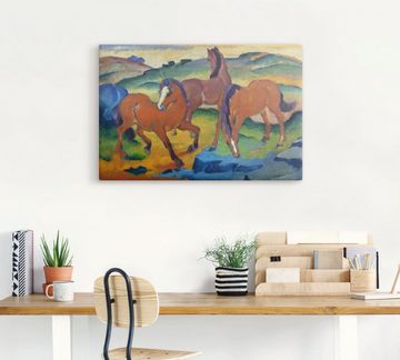 Artland Leinwandbild Die roten Pferde (Weidende Pferde IV), Haustiere (1 St), auf Keilrahmen gespannt