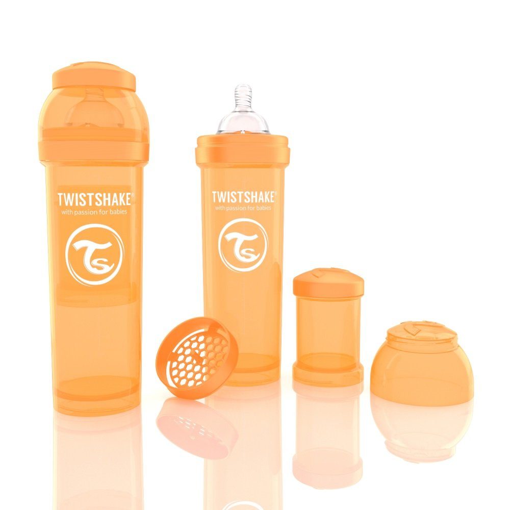 Twistshake Trinkflasche Anti-Kolik Trinkflasche Babyflasche 330ml orange