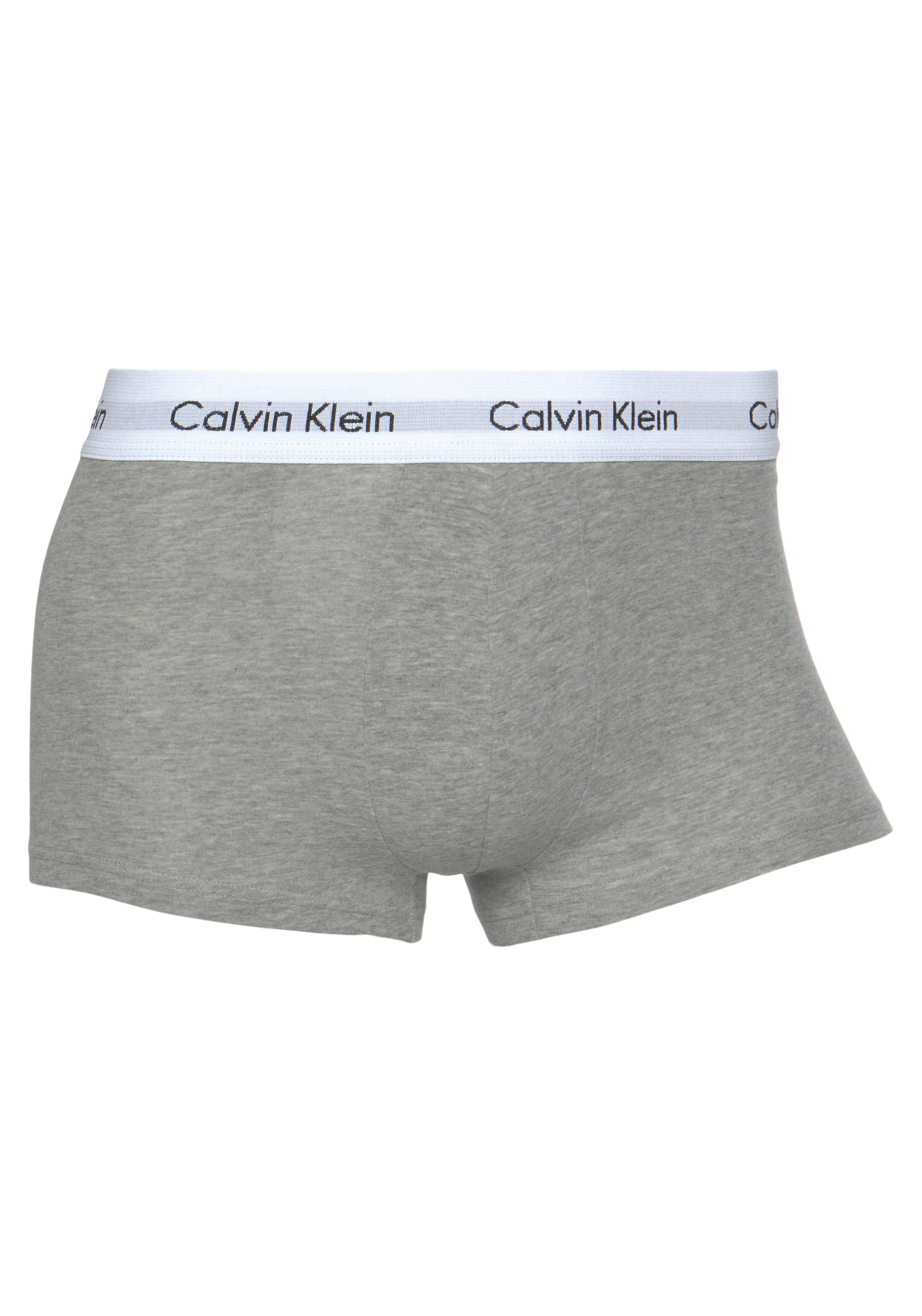 grau-meliert, Underwear schwarz, (3-St) Klein weiß Hipster weißem mit Webbund Calvin