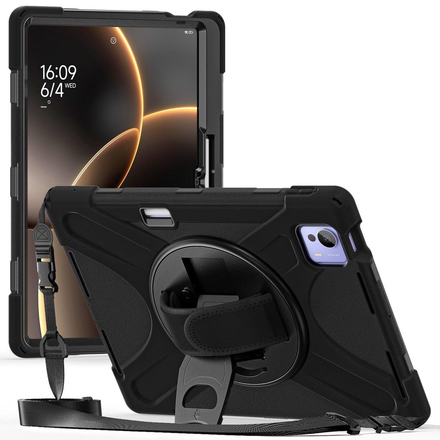 Wigento Tablet-Hülle Für Xiaomi Pad 7 Ultra 360 Grad Hybrid Hülle Halterung Schultergurt, 360-Grad-Ständer, Schulterriemen, Rundumschutz