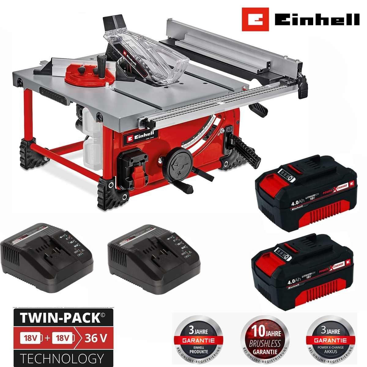 Einhell Akku-Tischkreissäge Tischkreissäge TE-TS 36/210 Li- mit Akkus 4.0 Ah + Ladegerät