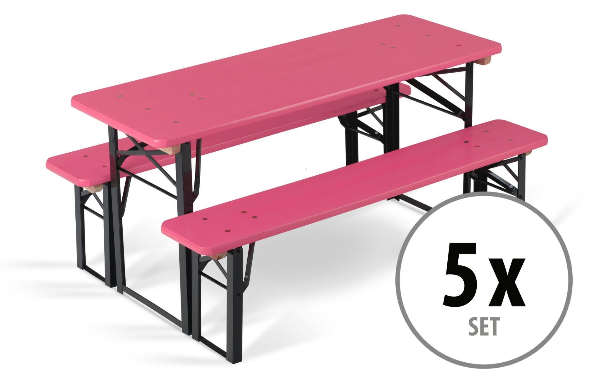 Stagecaptain BB-55 PI Hirschgarten Bierzeltbankerl - Biertent-bank in miniatuurformaat - Nuttige decoratie voor elk buffet - Afmetingen (LxBxH): 54,5 x 19,5 x 26,5 cm - Roze