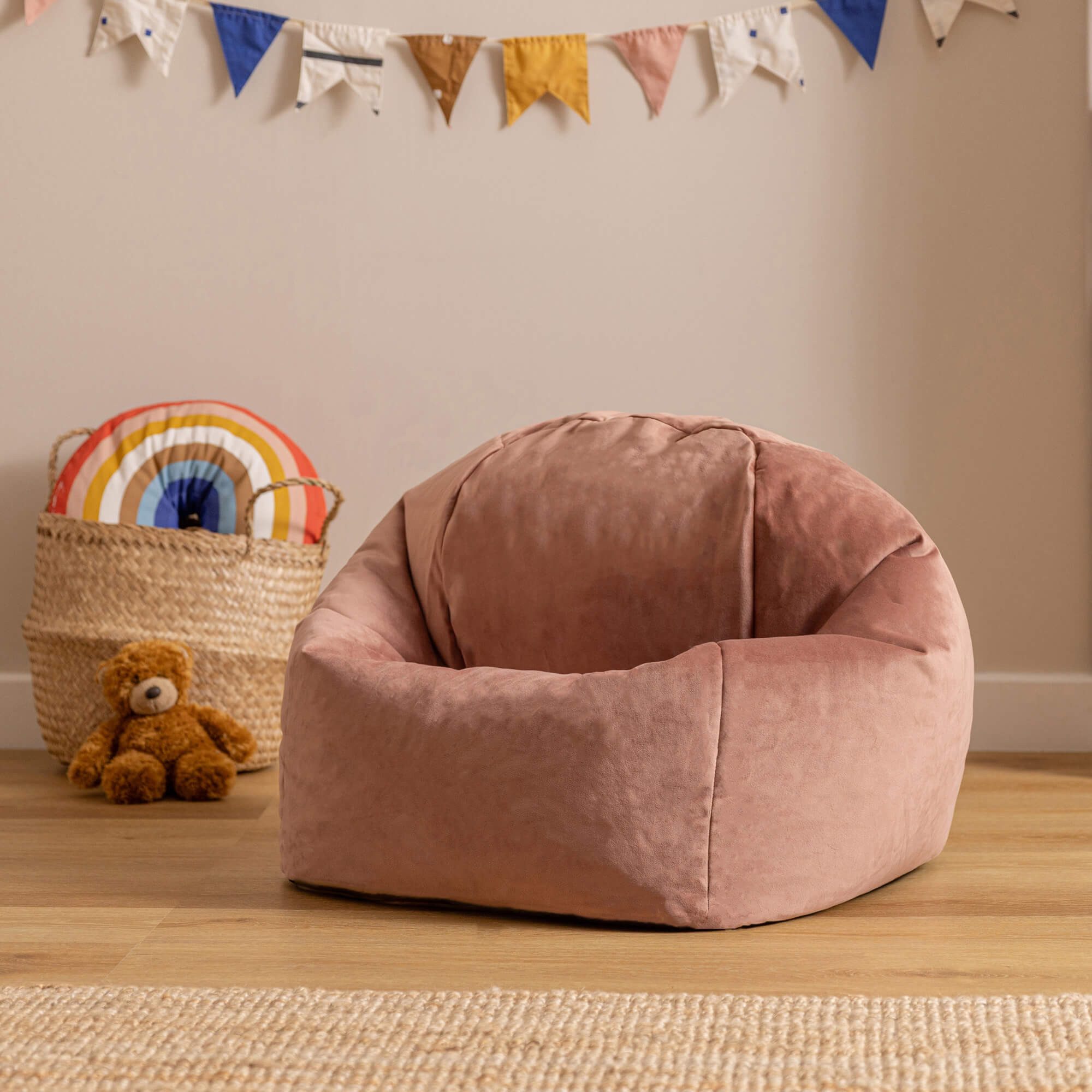 icon Sitzsack Kinder aus Samt „Kingston“, 53x50cm, Made in Germany, für Kinderzimmer, mit Füllung