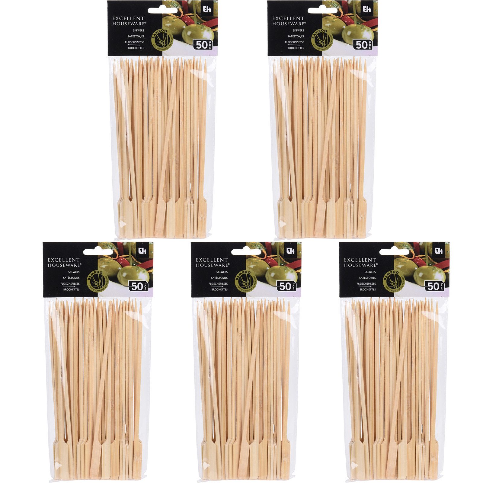 Koopman Schaschlikspieße Grillspieße Partyspieße Bambusspieße (Set, 250-St., Packung), 250tlg, Bambus, Nachhaltig, 20cm lang, eckige Form