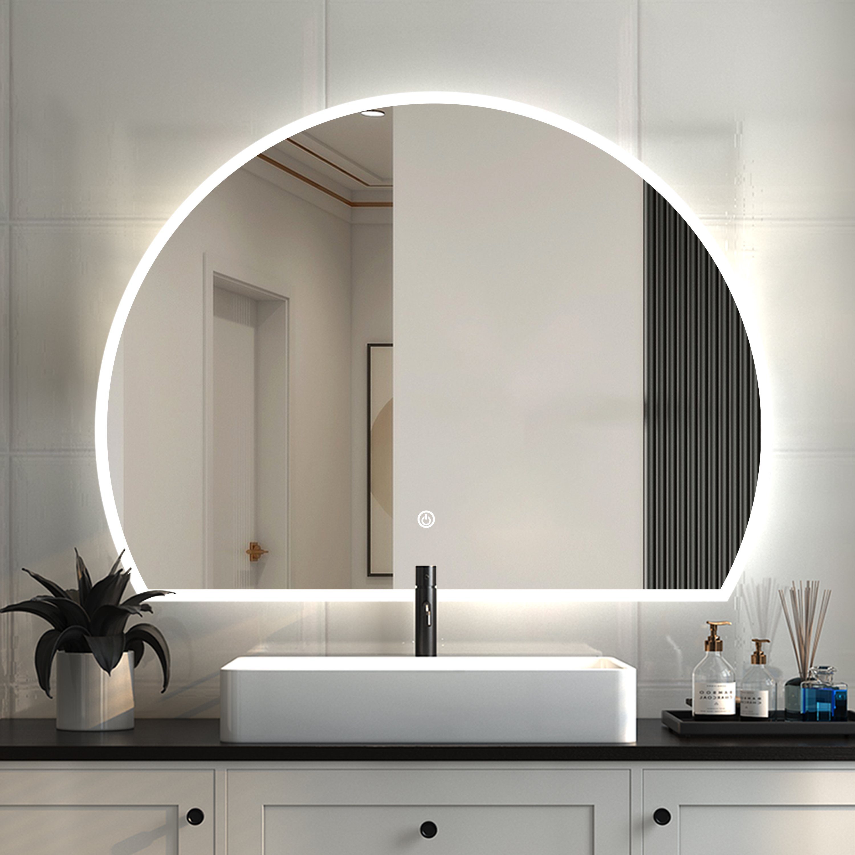 duschspa Badspiegel LED Badspiegel Halbrund Spiegel Touch/Wandschalter, War günstig online kaufen