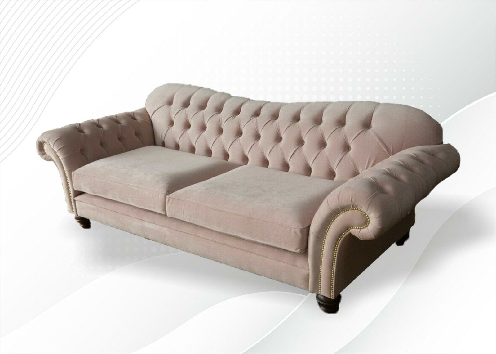 JVmoebel Chesterfield-Sofa, Chesterfield Pink Stoff Couchen Polster Sofa Design Sofas Wohnzimmer