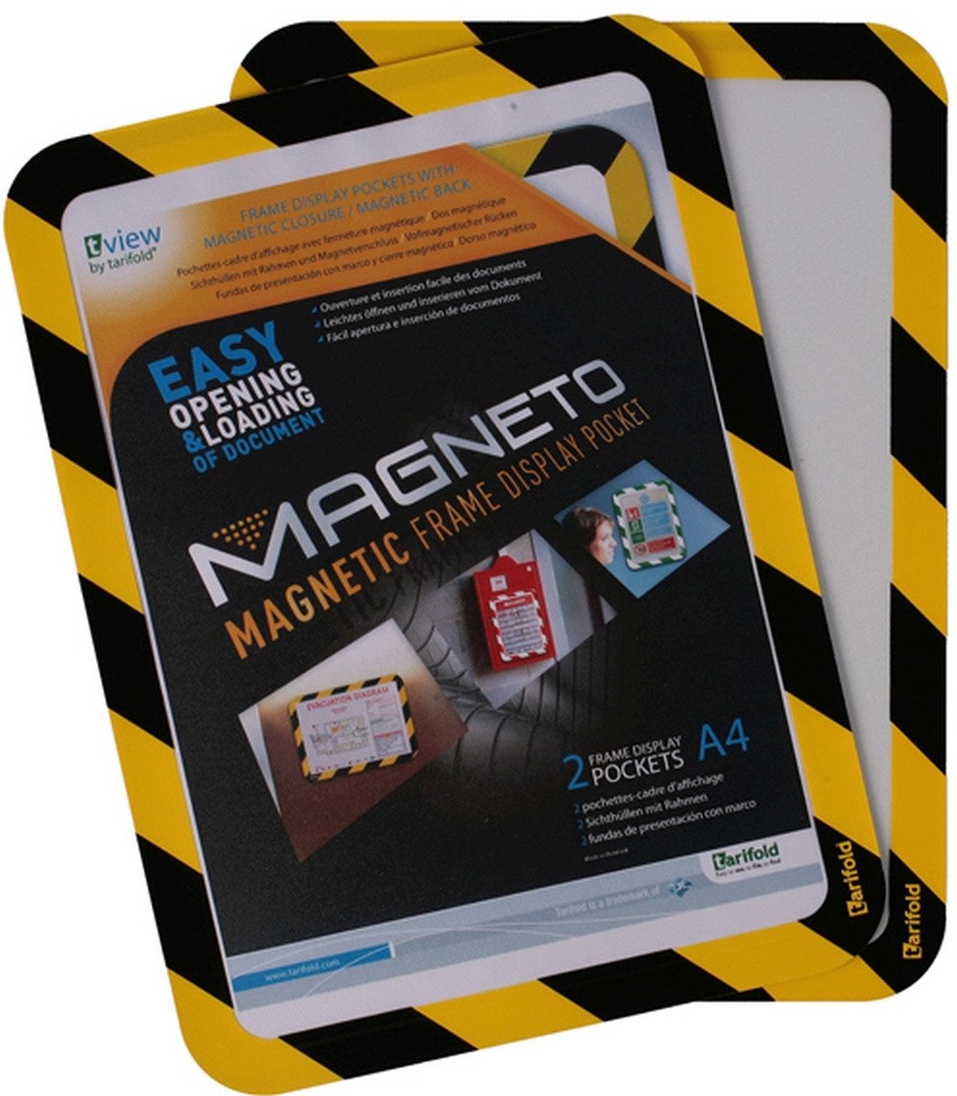 Fächermappe Sichtrahmen Magneto Safety Line A4 magnetisch gelb/schwarz 2 Stück