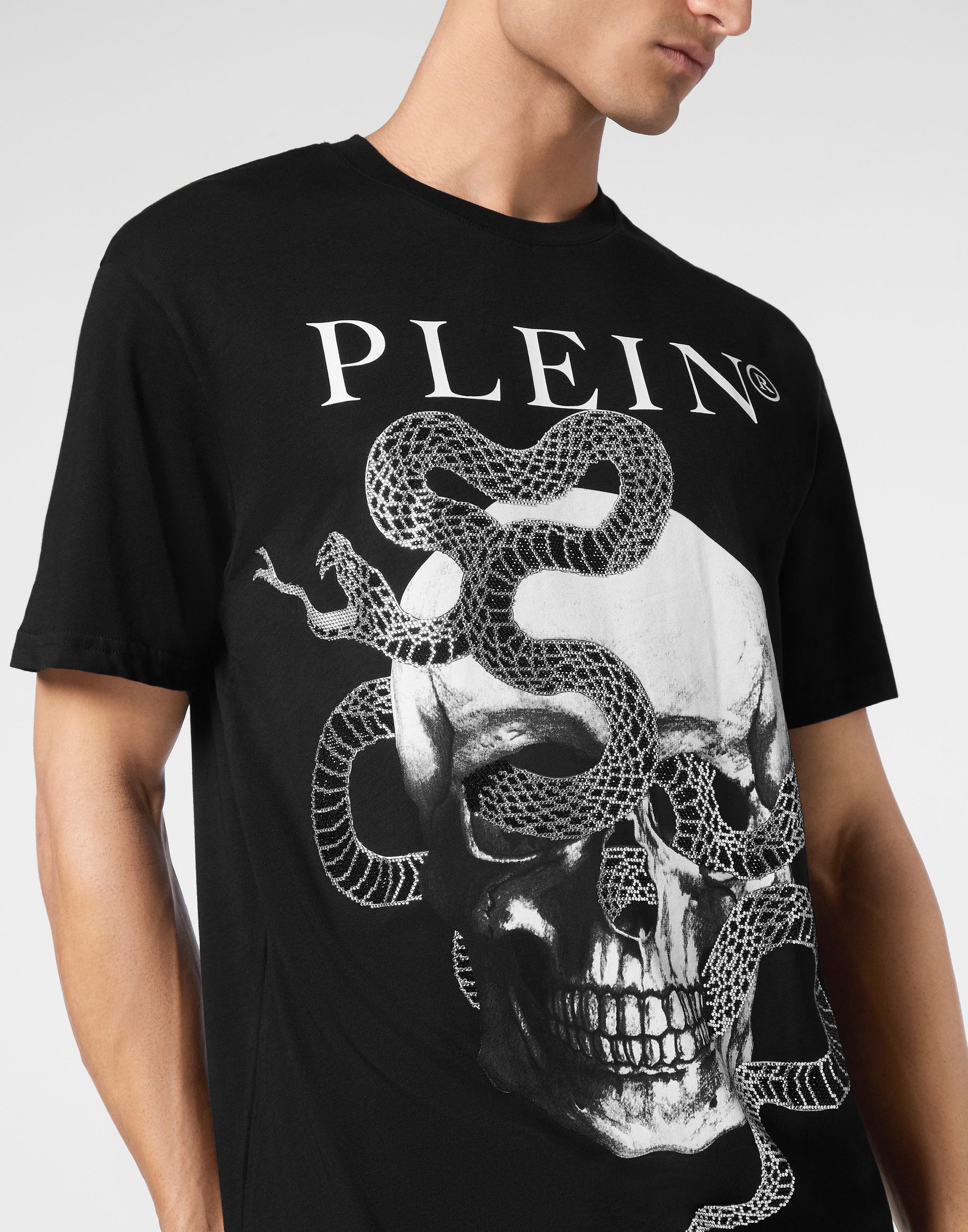 PHILIPP PLEIN T-Shirt Snake Mit Schmucksteinen